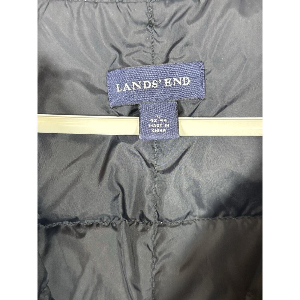 Lands' End Down Feather Puffer Vest Men's Large 42-44 Black Snap Button - Picture 5 of 7